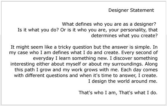 Designer Statement
